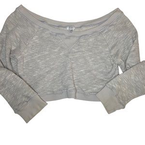 Tobi Off Shoulder Cropped Sweater | Gray Crop Top Sweater